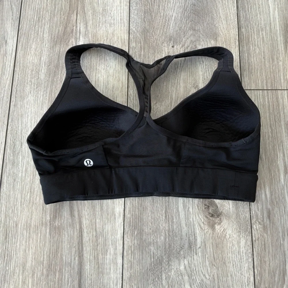 Lululemon Black Racerback Mesh High Impact Sports Bra Size 6